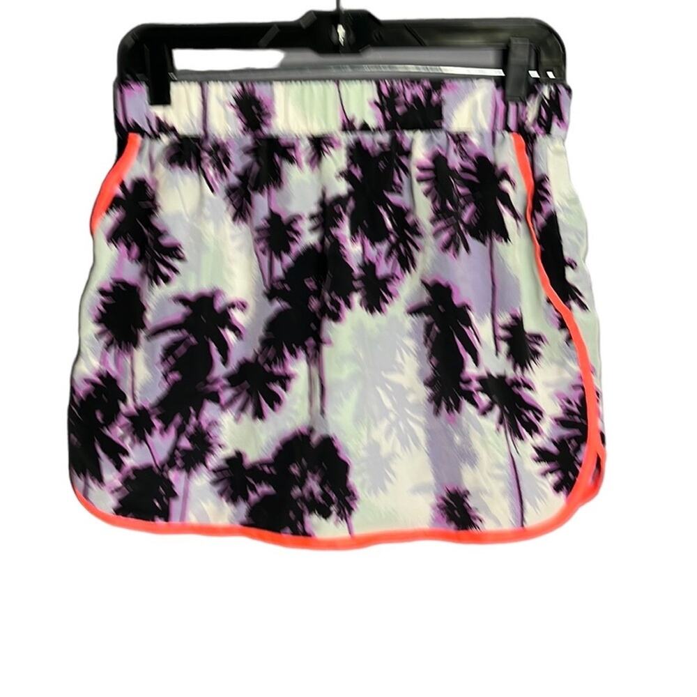 ASOS Purple Gray Elastic Waist Beach Skirt Palm Tree Print 6